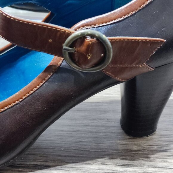 Vintage Candie's Jessa Maryjane Pumps Size 10 Brown Chunky Heels Comfort - Picture 9 of 15